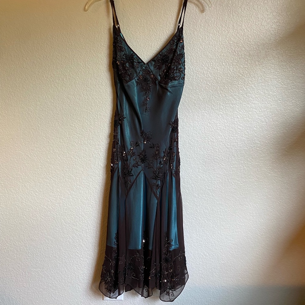Stunning Vintage Adrianna Papell Beaded Silk Cocktail Dress
